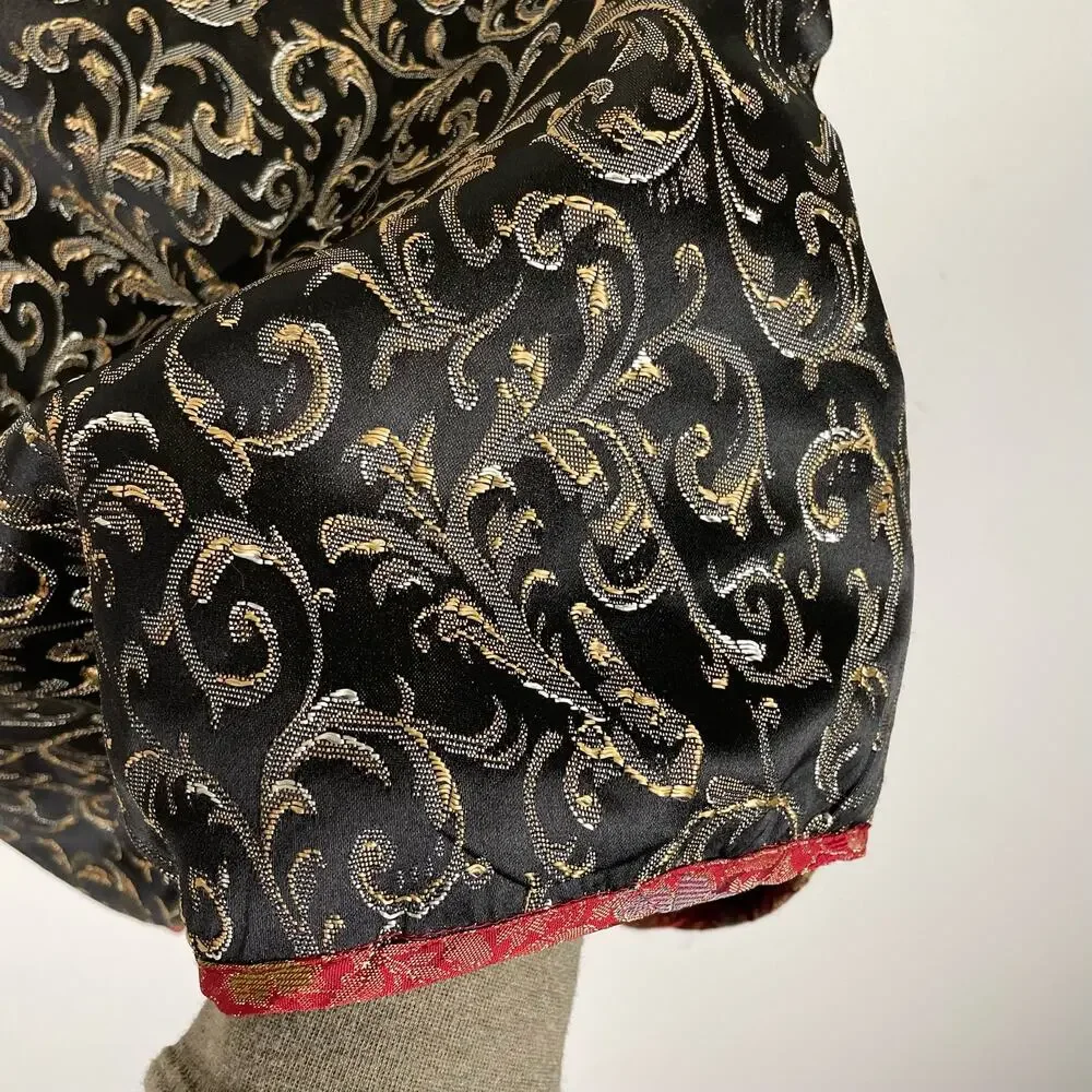 VTG Brocade Patchwork Paisley Boho Hippie Western Goth Whimsy Vest Womens L